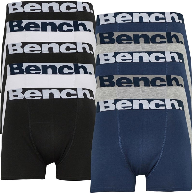 Bench Mens Yalden Ten Pack Boxers Black/Navy/Grey Marl/White