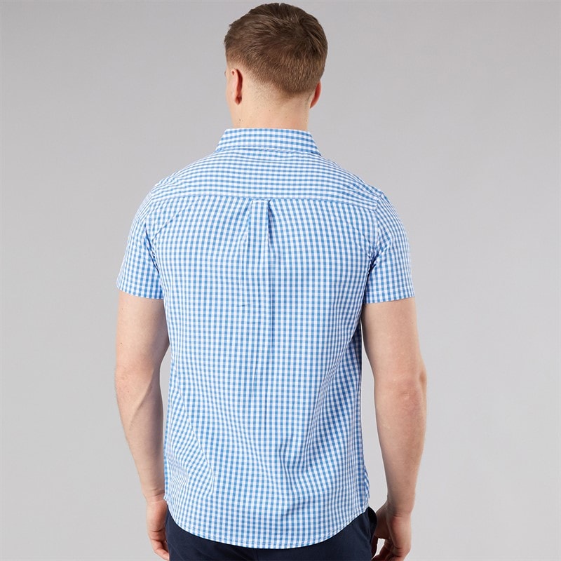 Bench Mens Esher Short Sleeve Shirt Blue/White - Image 2
