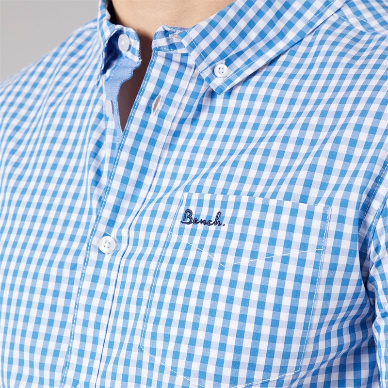 Bench Mens Esher Short Sleeve Shirt Blue/White - Image 3
