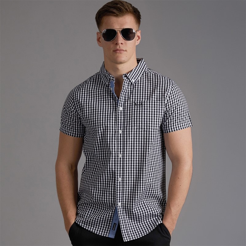 Bench Mens Esher Short Sleeve Shirt Black/White
