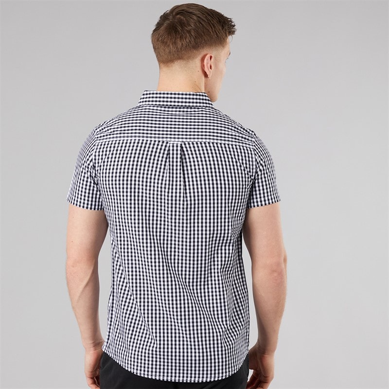 Bench Mens Esher Short Sleeve Shirt Black/White - Image 2