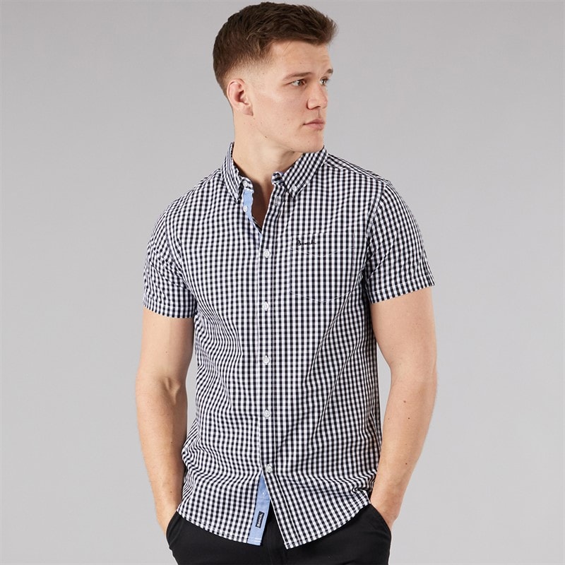 Bench Mens Esher Short Sleeve Shirt Black/White - Image 3