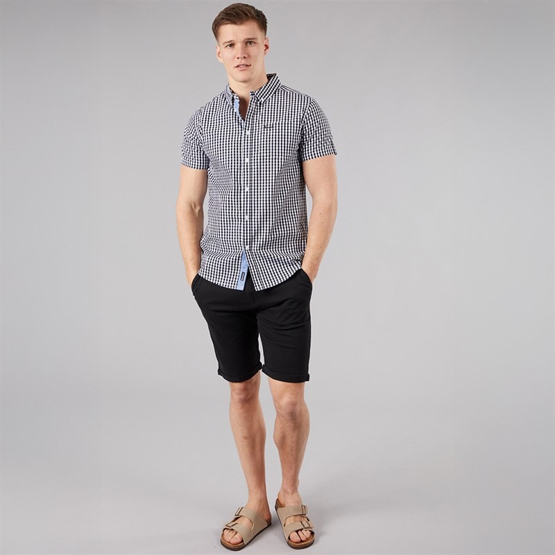 Bench Mens Esher Short Sleeve Shirt Black/White - Image 4