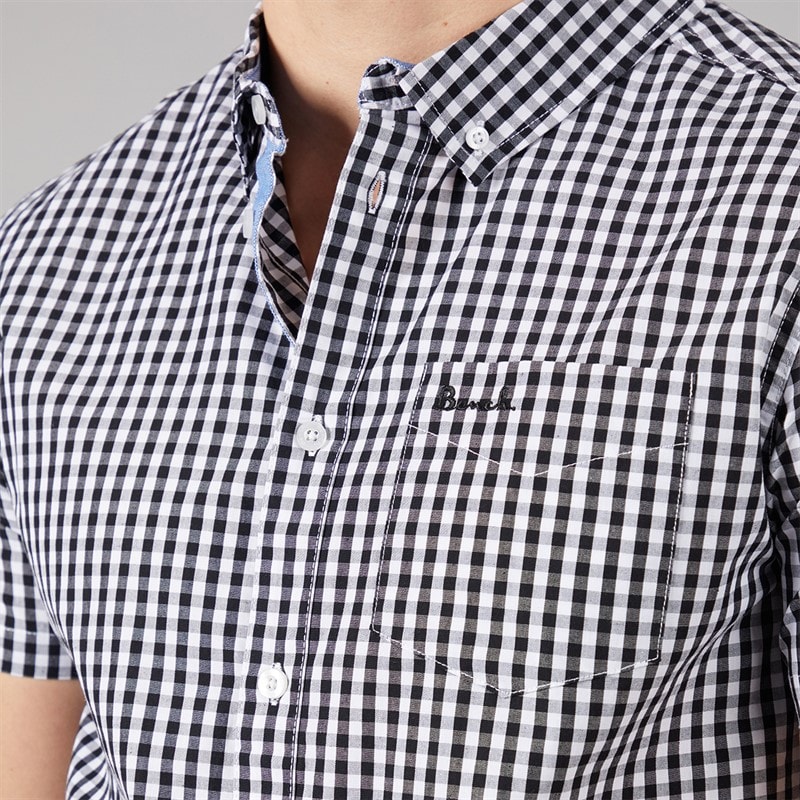 Bench Mens Esher Short Sleeve Shirt Black/White - Image 5