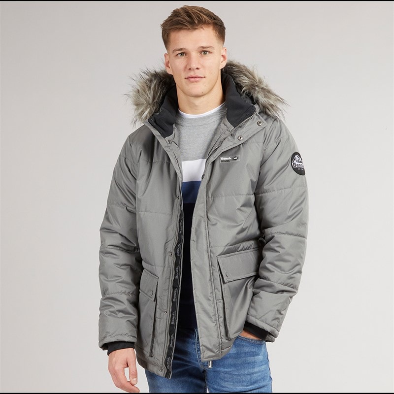 Bench Mens Koufax Padded Parka Steel Grey/Black
