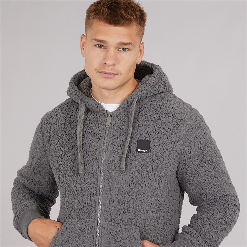 Bench Mens Tommy Zip Hoodie Charcoal - Image 3