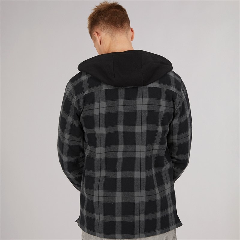 Bench Mens Wilkins Padded Overshirt Black/Grey Check - Image 2