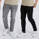 Bench Mens Eddie Two Pack Slim Fit Jeans Black/Mid Grey