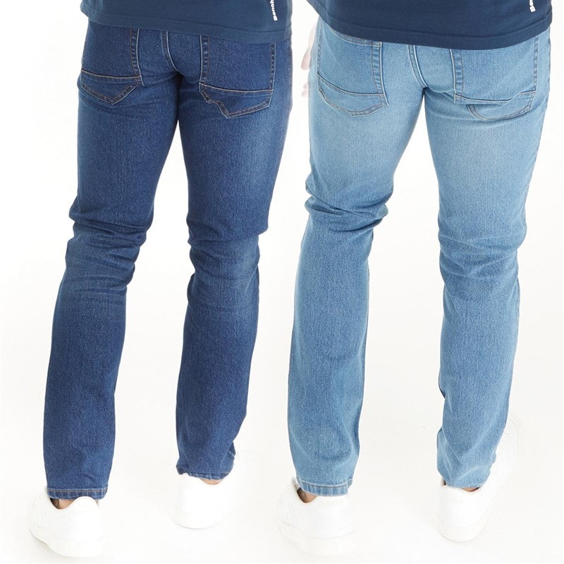 Bench Mens Eddie Two Pack Slim Fit Jeans Dark Indigo Wash/Mid Blue Wash - Image 2