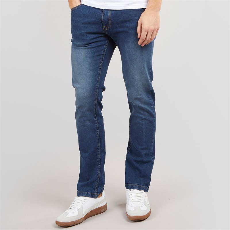 Bench Mens Stuart Straight Fit Jeans Dark Indigo Wash