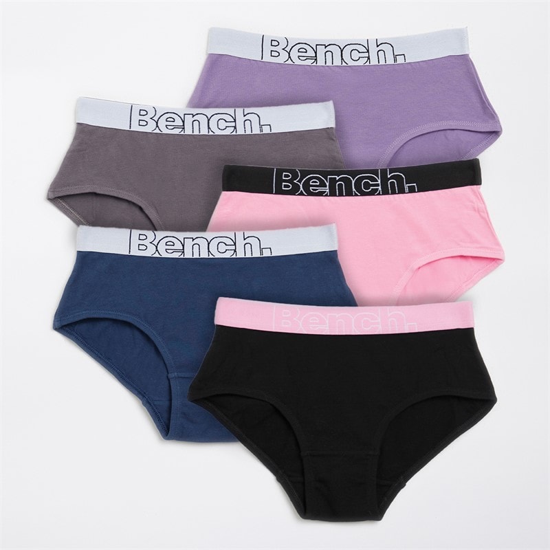 Bench Girls Tulip Five Pack Briefs Charcoal/Pink/Navy/Black/Purple - Image 1