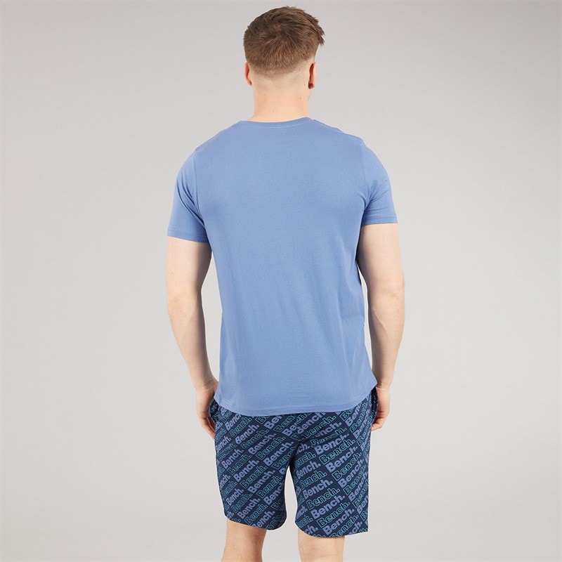 Bench Mens Holney T-Shirt And Shorts Loungewear Set Denim/Navy AOP - Image 2