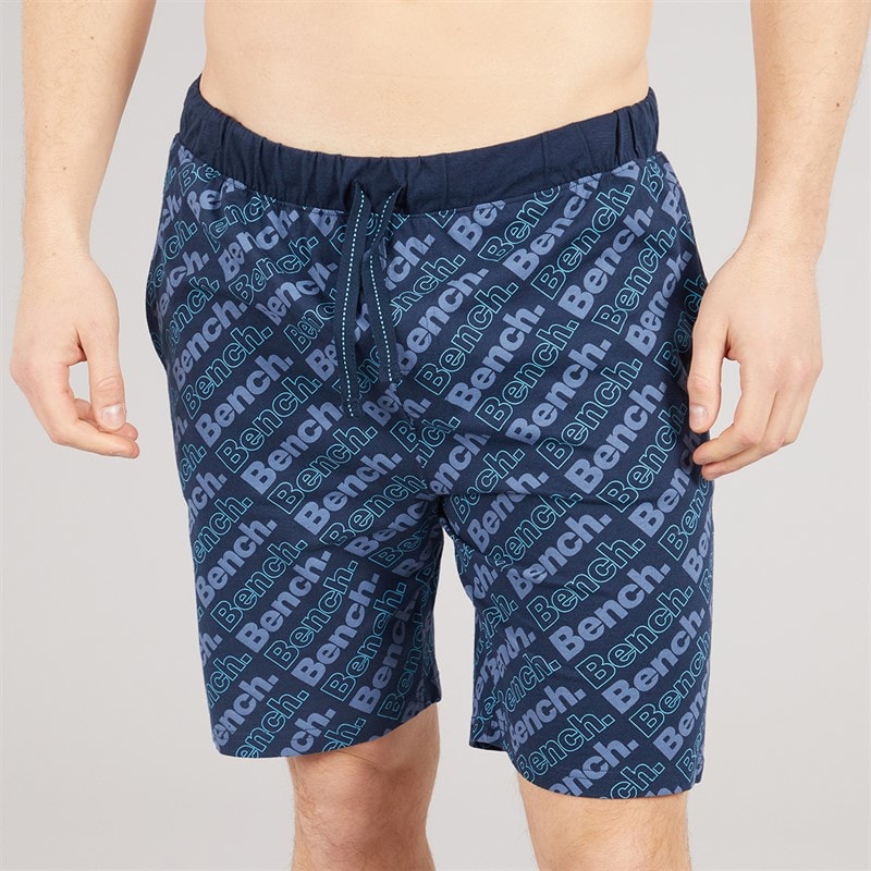Bench Mens Holney T-Shirt And Shorts Loungewear Set Denim/Navy AOP - Image 3