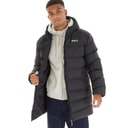 Bench Mens Armann Long Hooded Padded Jacket Black