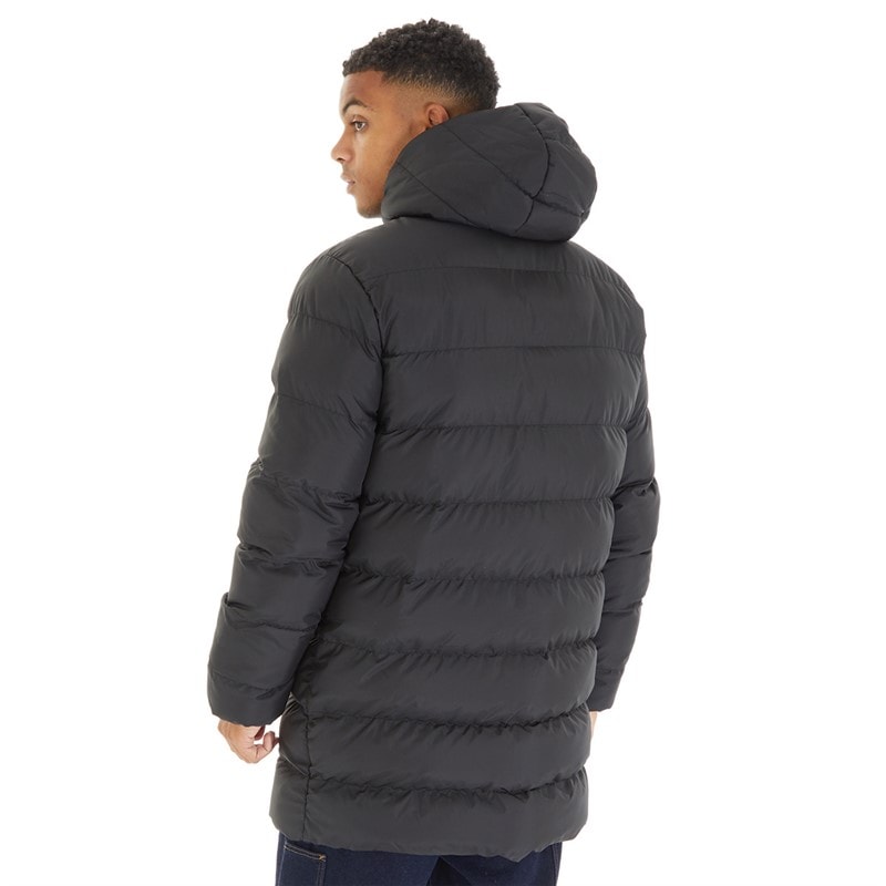 Bench Mens Armann Long Hooded Padded Jacket Black - Image 2
