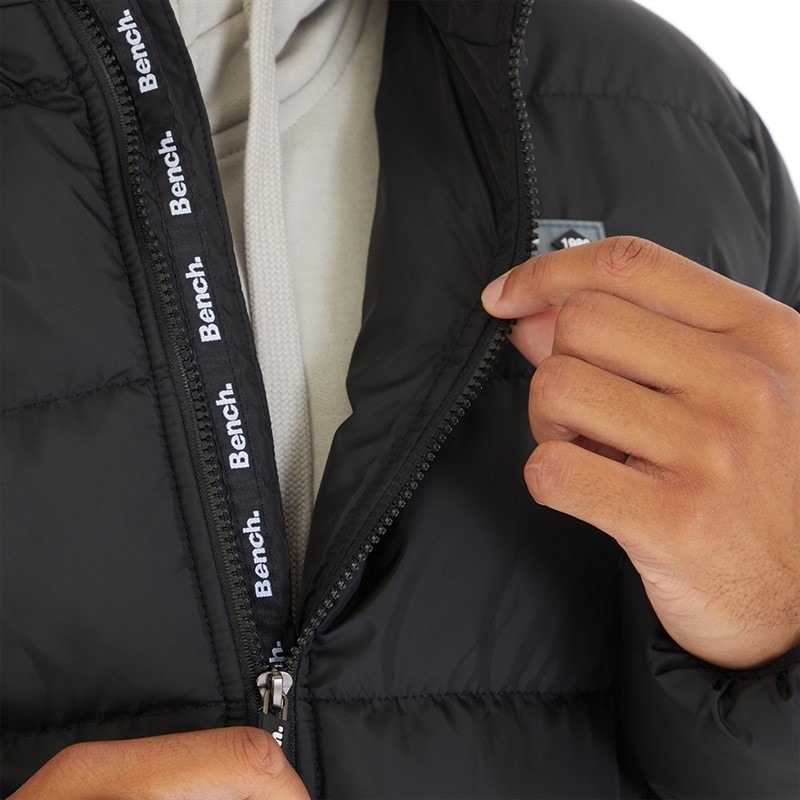 Bench Mens Armann Long Hooded Padded Jacket Black - Image 3
