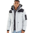 Bench Mens Tillor Fur Trim Hooded Padded Parka Frost Grey