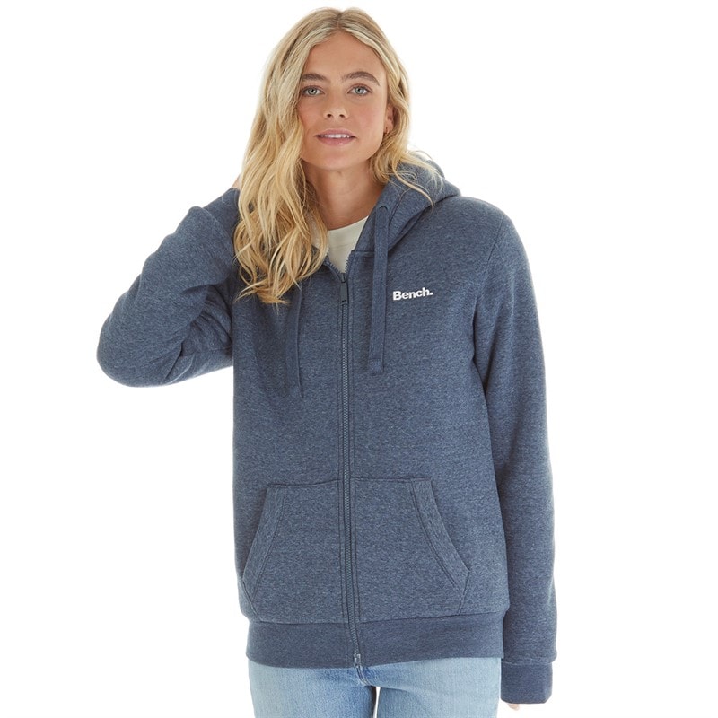 Bench Womens Mintz Teddy Lined Zip Thru Hoodie Navy Marl - Image 1