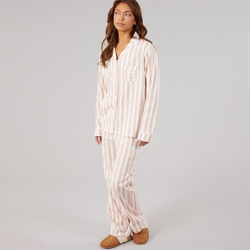 Bench Womens Siesta Pyjamas Dusky Pink/White Stripe - Image 1