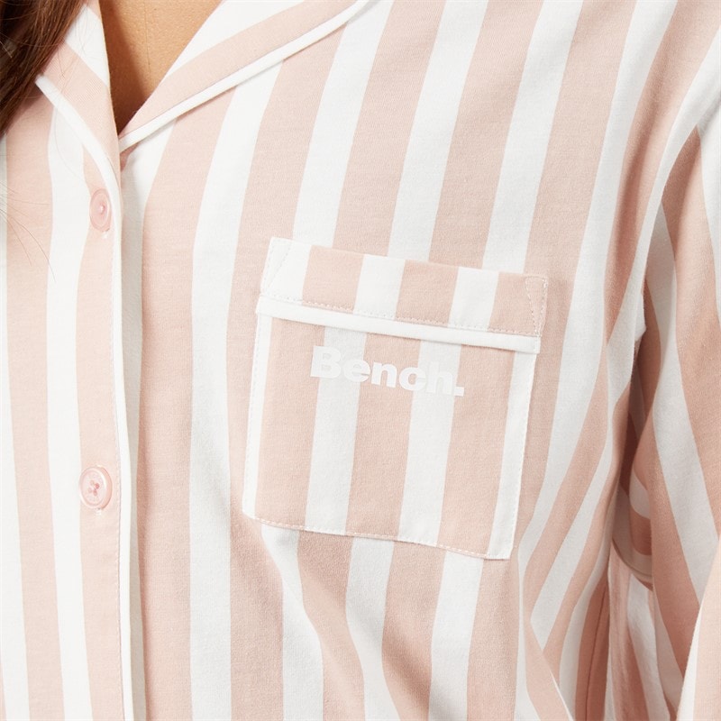 Bench Womens Siesta Pyjamas Dusky Pink/White Stripe - Image 3