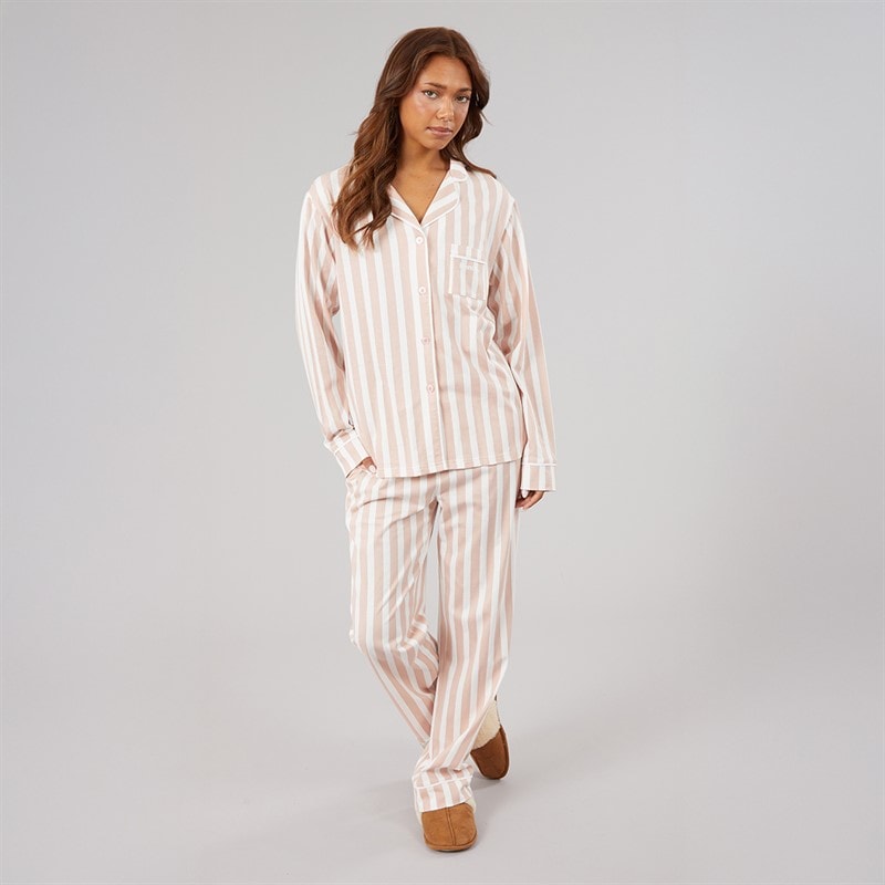 Bench Womens Siesta Pyjamas Dusky Pink/White Stripe - Image 4