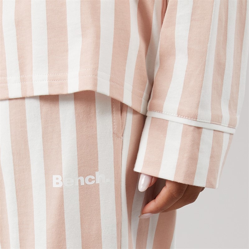 Bench Womens Siesta Pyjamas Dusky Pink/White Stripe - Image 5