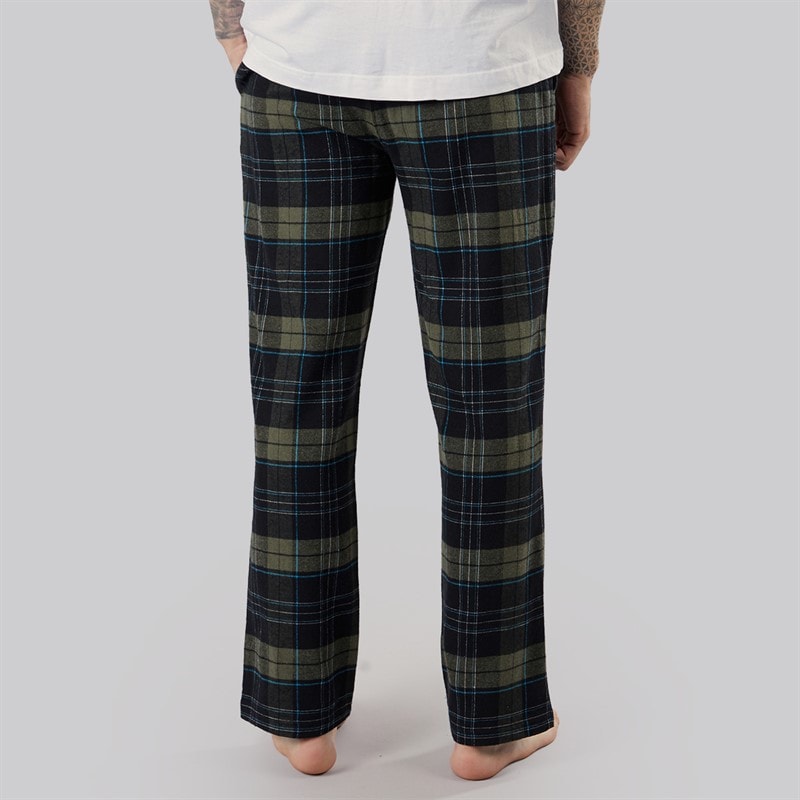 Bench Mens Gesho Flannel Check Lounge Pants Black/Khaki/Blue/White Check - Image 2