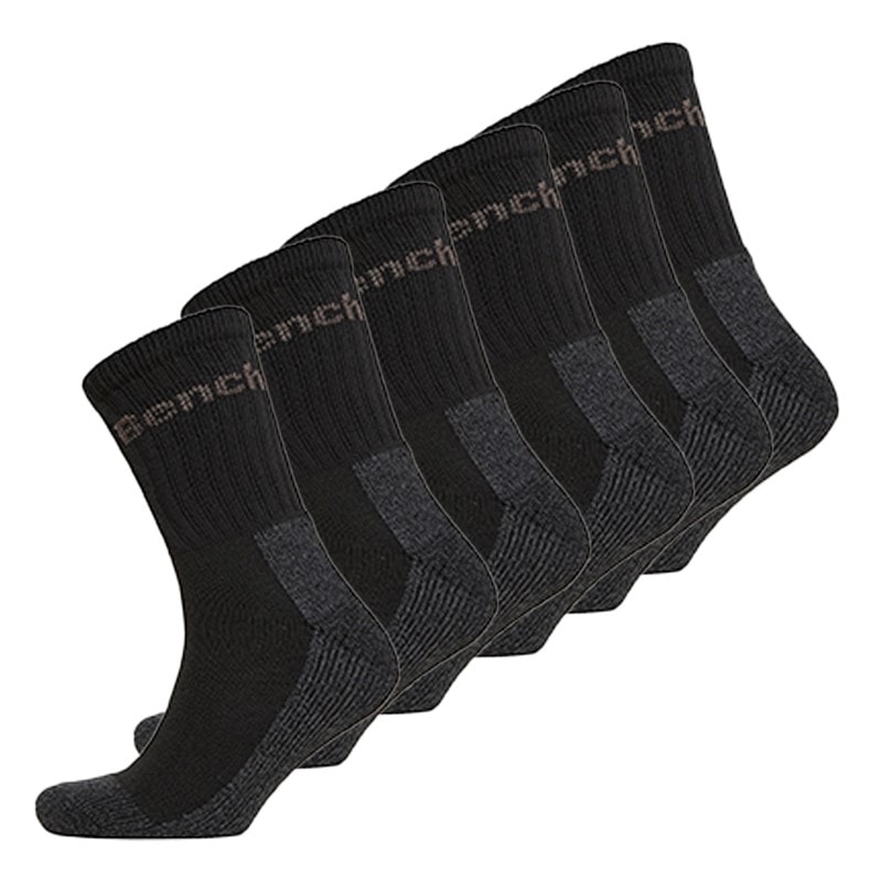 Bench Mens Lidas Six Pack Boot Socks Black/Charcoal Marl - Image 1