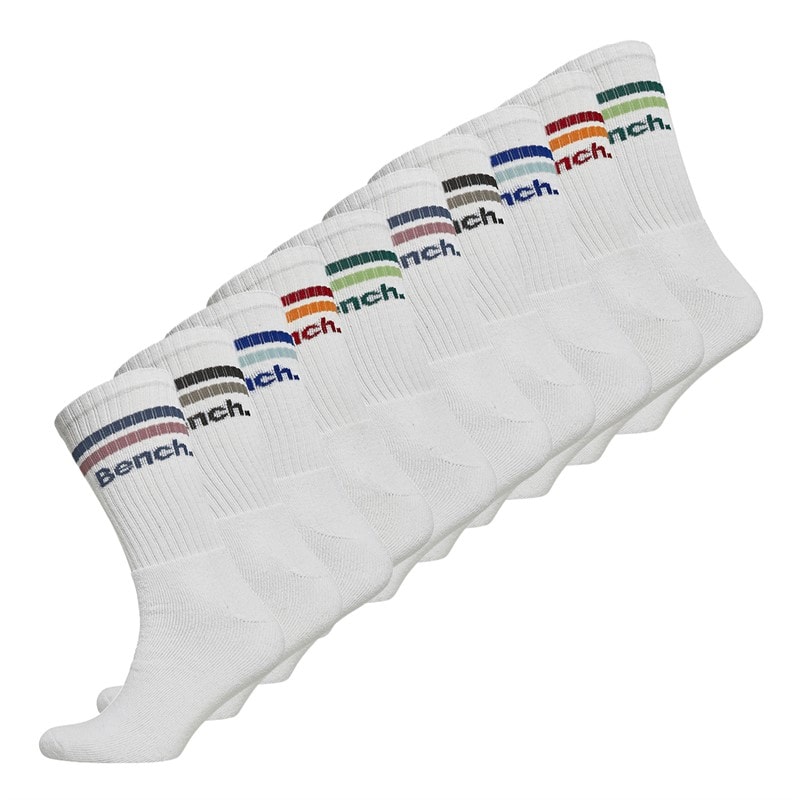 Bench Mens Sunga Ten Pack Cushioned Crew Socks White - Image 1