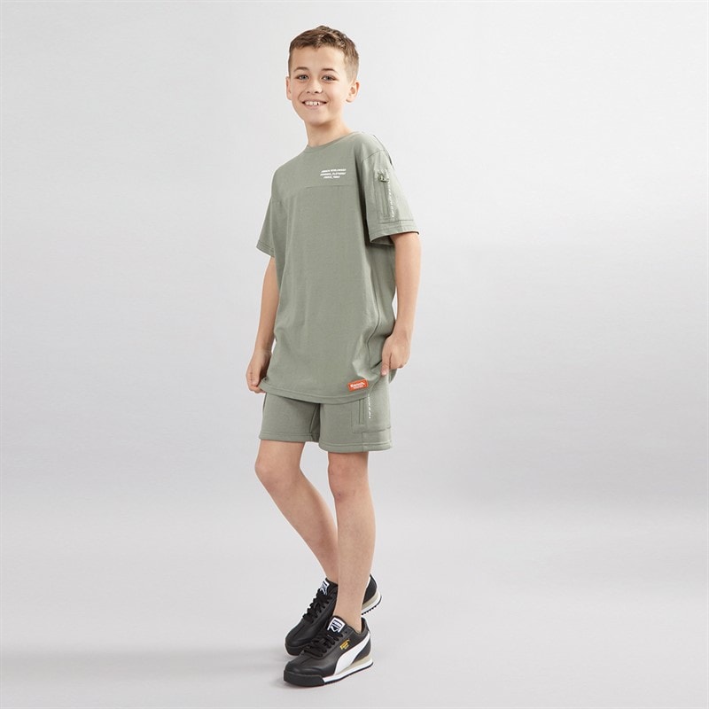 Bench Boys Sacerin T-Shirt And Shorts Set Sage - Image 4