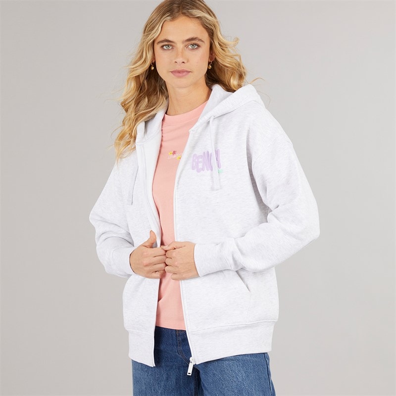 Bench Womens Emeraude Zip Thru Hoodie Ice Grey Marl - Image 2