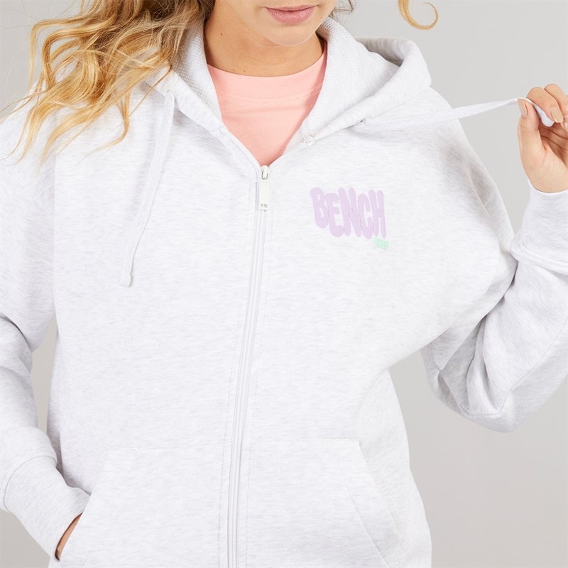 Bench Womens Emeraude Zip Thru Hoodie Ice Grey Marl - Image 5