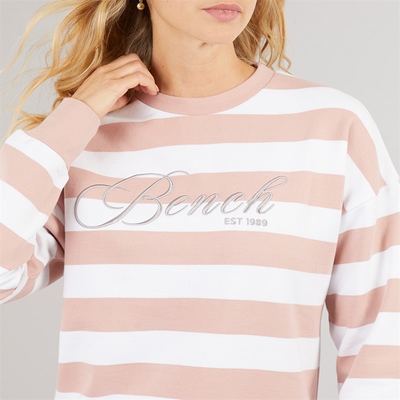 Bench Womens Hannelli Sweatshirt Light Dusky Pink/White - Image 3