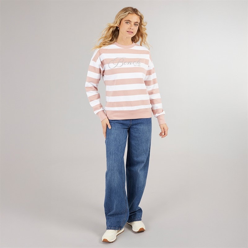 Bench Womens Hannelli Sweatshirt Light Dusky Pink/White - Image 4