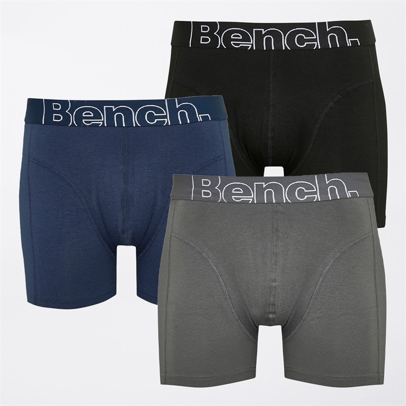 Bench Mens Sangelo Three Pack Bamboo Boxers Black/Navy/Steel Grey