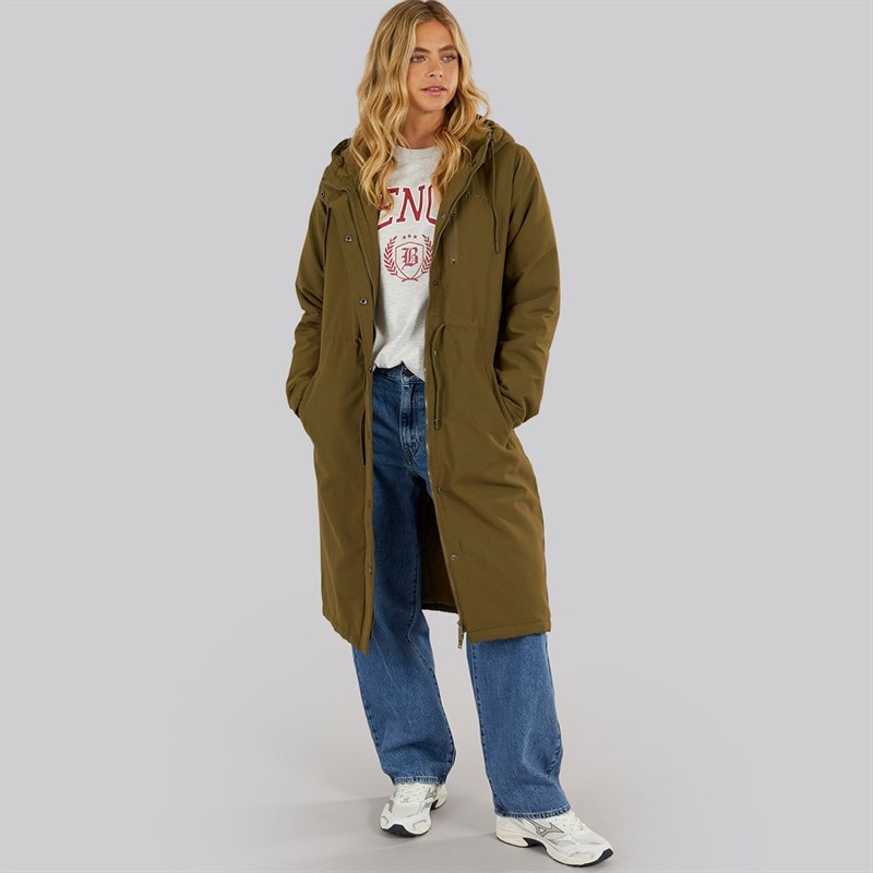 Bench Womens Sari Longline Parka Dark Olive - Image 4