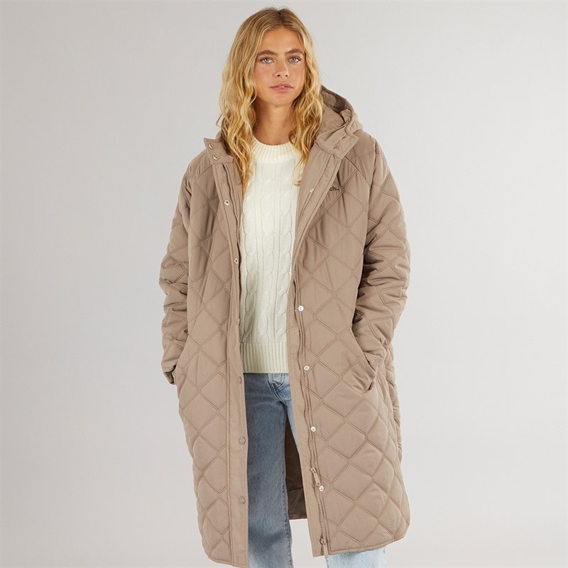 Bench Womens Gemma Oversized Hooded Coat Dark Taupe - Image 1