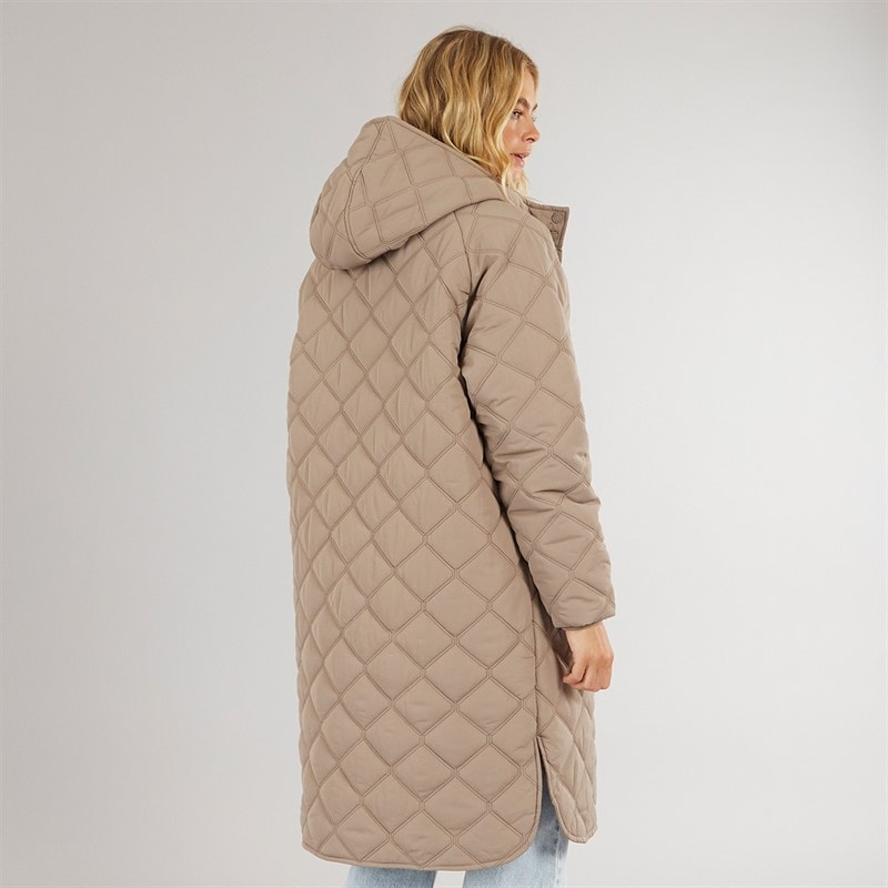 Bench Womens Gemma Oversized Hooded Coat Dark Taupe - Image 2