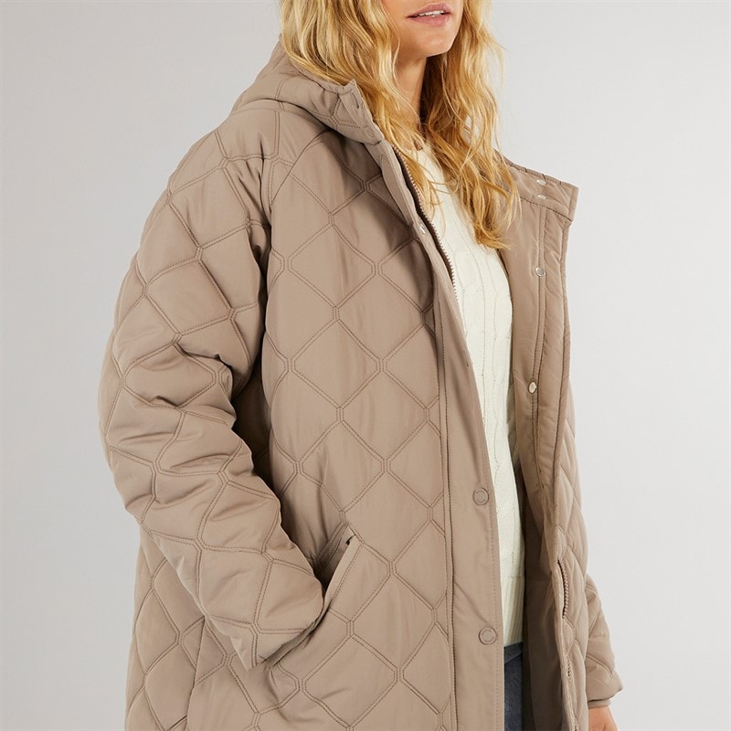 Bench Womens Gemma Oversized Hooded Coat Dark Taupe - Image 3