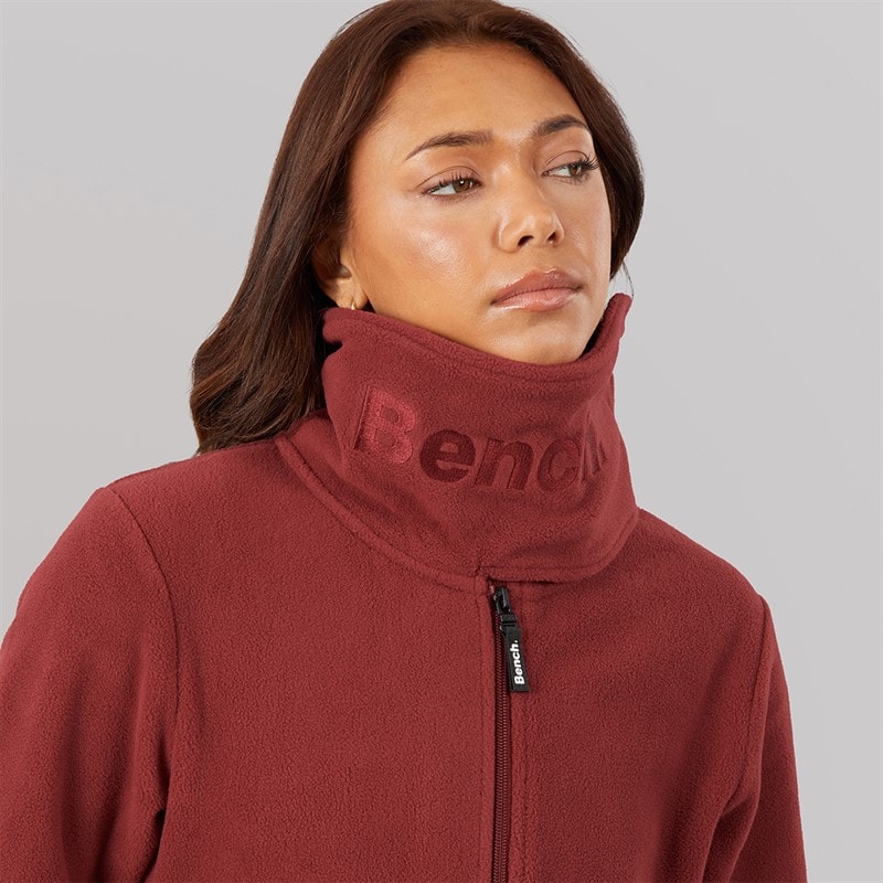 Bench Womens Funnel Microfleece Track Top Cordovan - Image 3