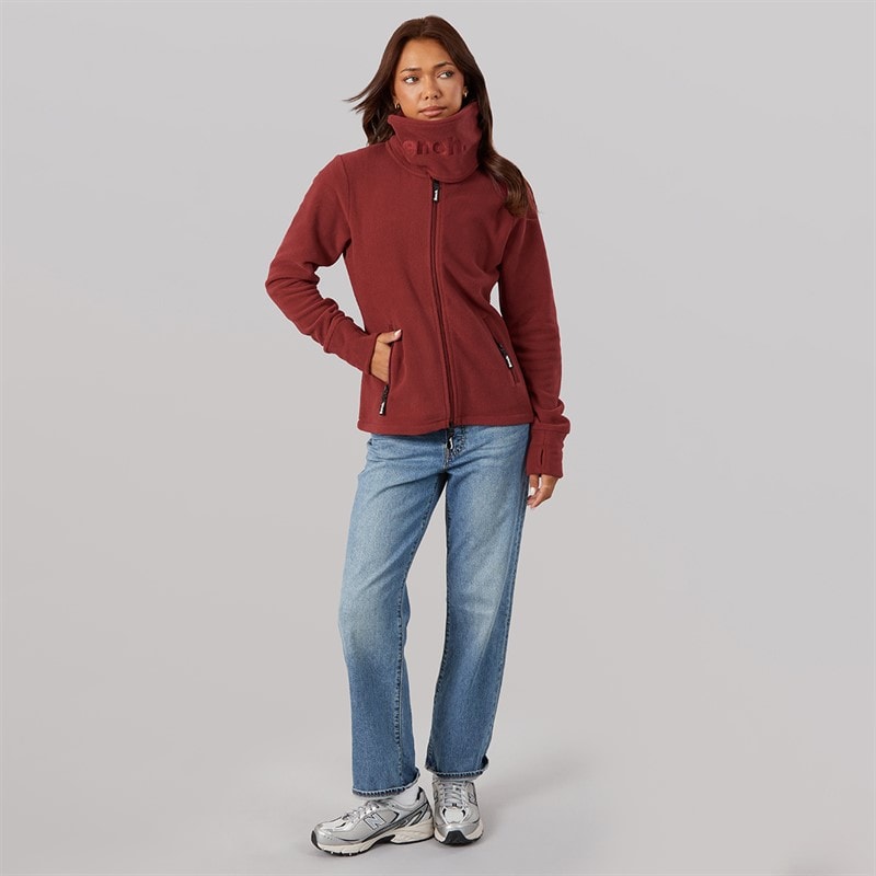 Bench Womens Funnel Microfleece Track Top Cordovan - Image 4