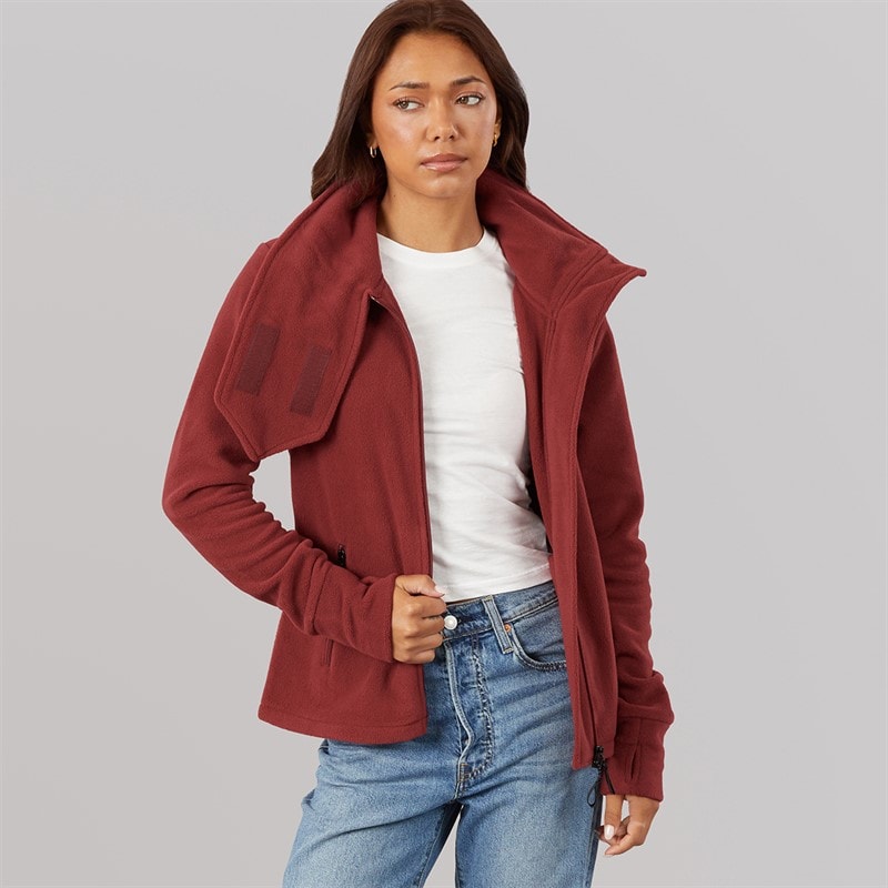 Bench Womens Funnel Microfleece Track Top Cordovan - Image 5