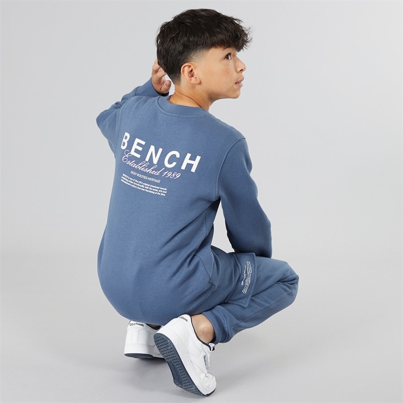 Bench Boys Nowil Sweatshirt And Cargo Joggers Tracksuit Vintage Indigo - Image 1
