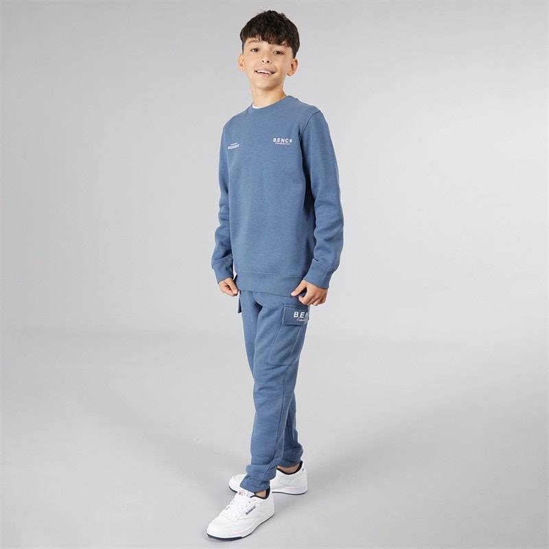 Bench Boys Nowil Sweatshirt And Cargo Joggers Tracksuit Vintage Indigo - Image 2