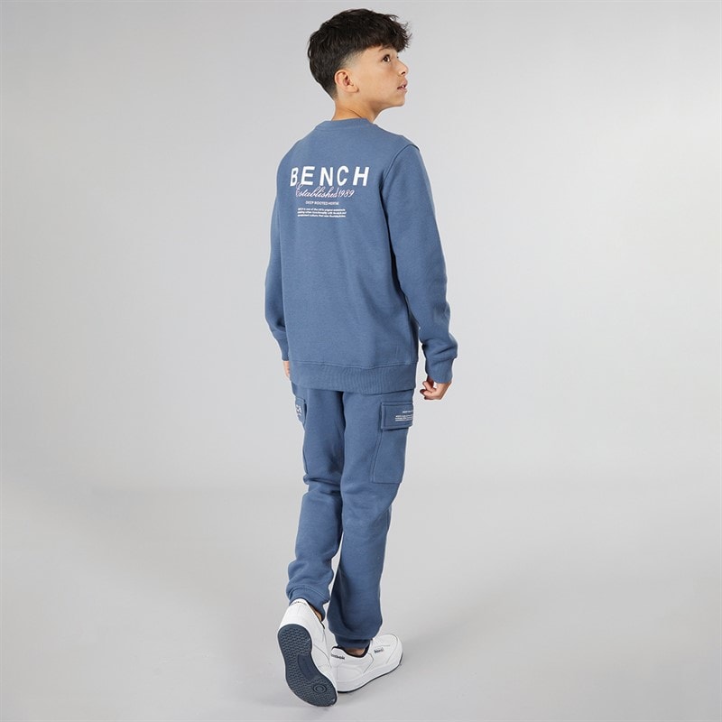 Bench Boys Nowil Sweatshirt And Cargo Joggers Tracksuit Vintage Indigo - Image 3