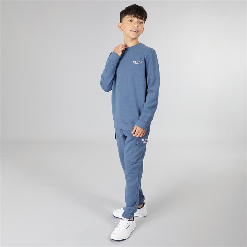 Bench Boys Nowil Sweatshirt And Cargo Joggers Tracksuit Vintage Indigo - Image 4