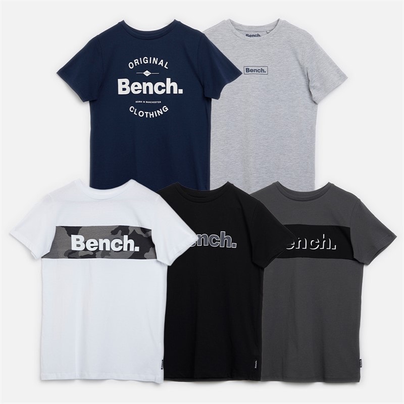 Bench Boys Commell Five Pack T-Shirts Gid Grey/Black/White/Navy/Dark Grey
