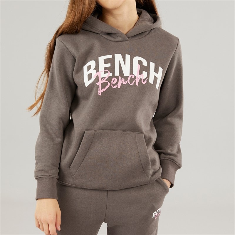Bench Girls Canary Hoodie And Joggers Tracksuit Charcoal - Image 3