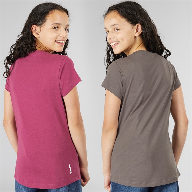 Bench Girls Olina Two Pack T-Shirts Berry/Charcoal - Image 2