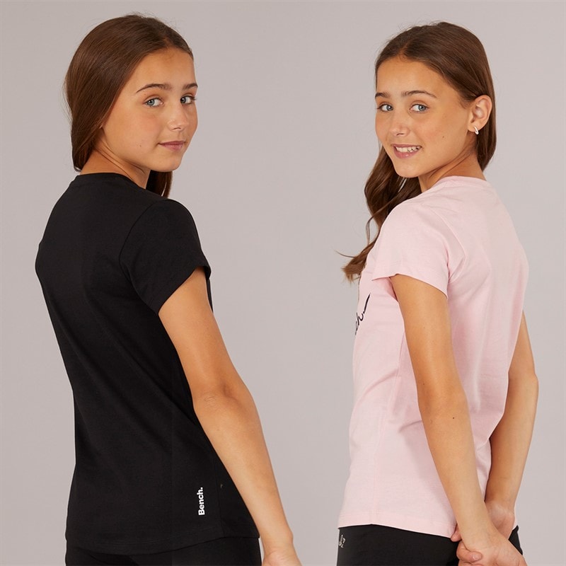 Bench Girls Heartli Two Pack T-Shirts Light Pink/Black - Image 2